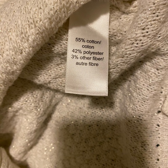 Cream colored gold threaded cold shoulder sweater. Large. - Picture 10 of 10